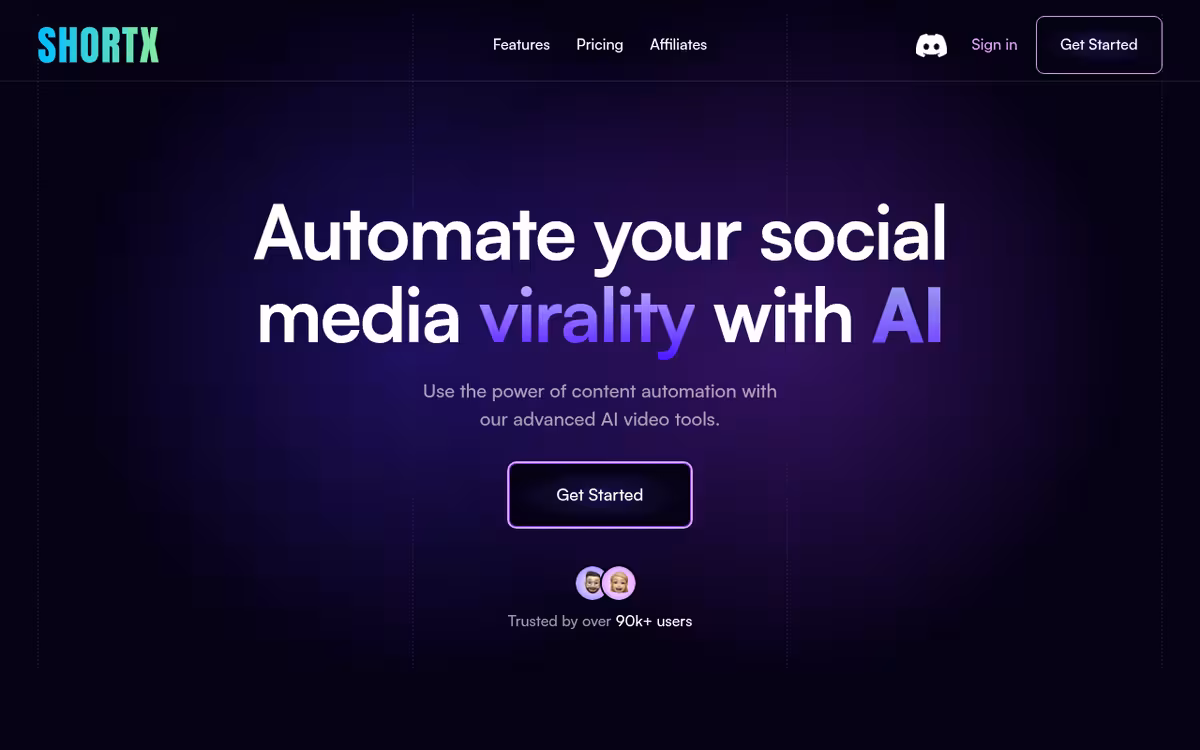 ShortX.ai homepage screenshot