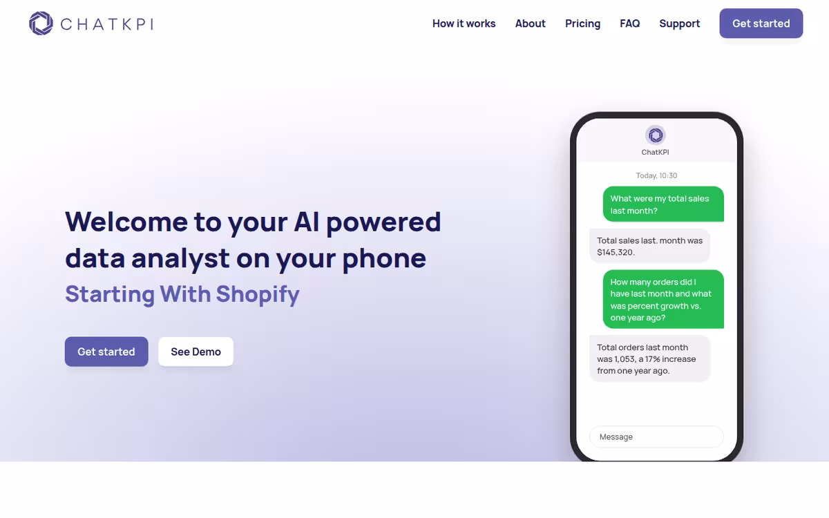 ChatKPI homepage screenshot