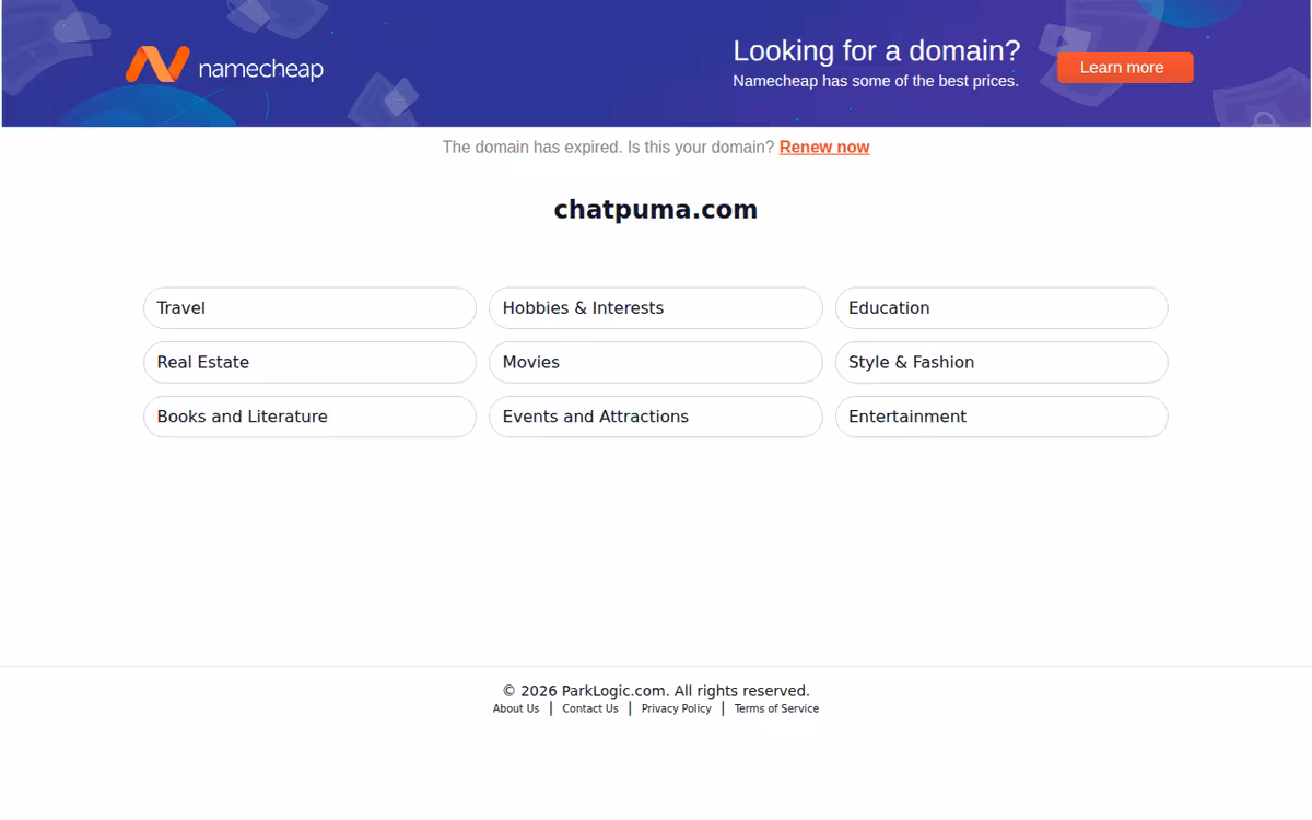 ChatPuma homepage screenshot