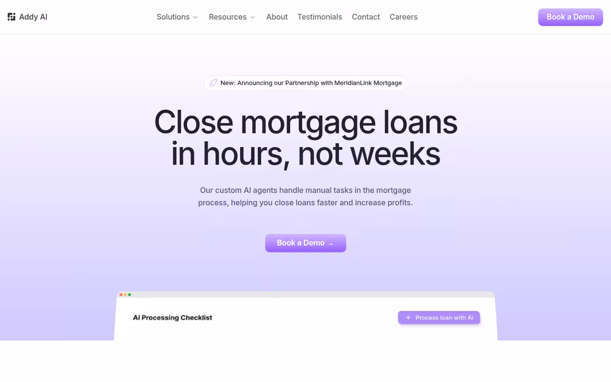 Addy AI homepage screenshot