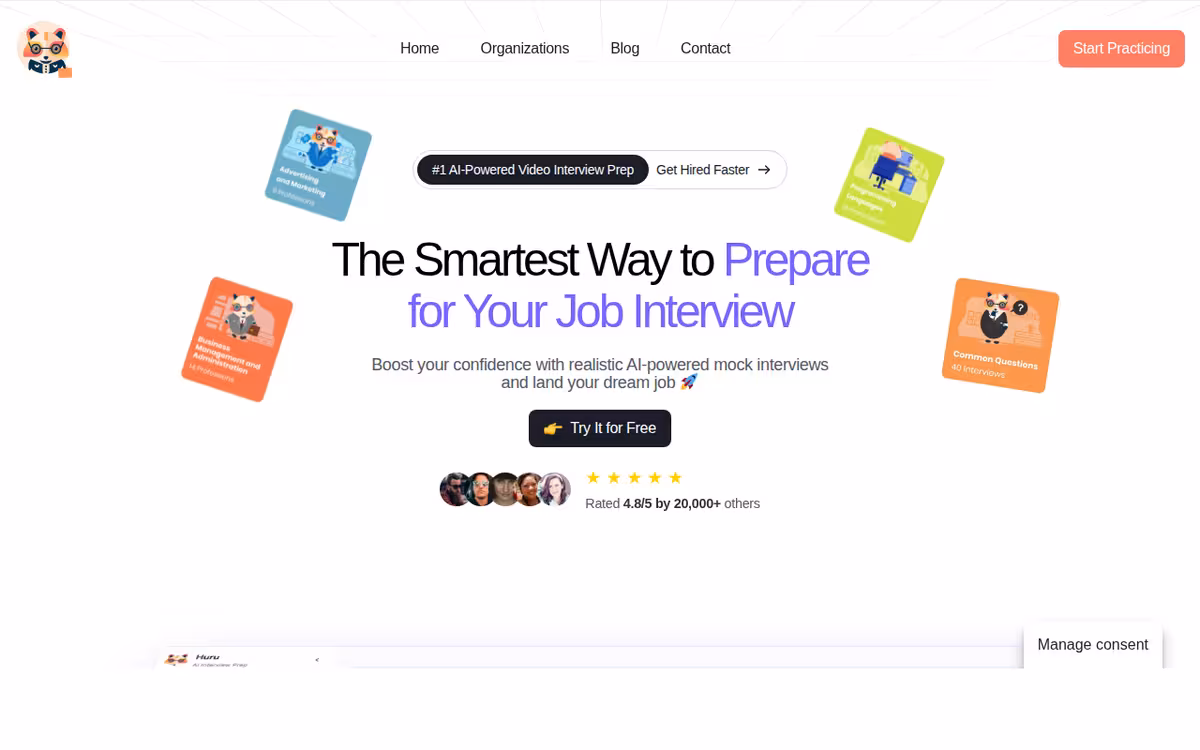 Huru homepage screenshot