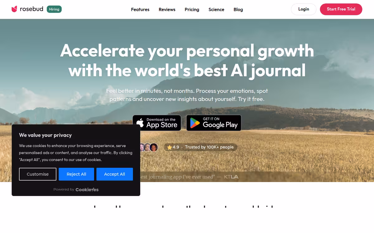 Rosebud Journal homepage screenshot