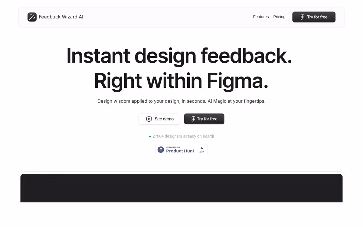 Feedback Wizard homepage screenshot