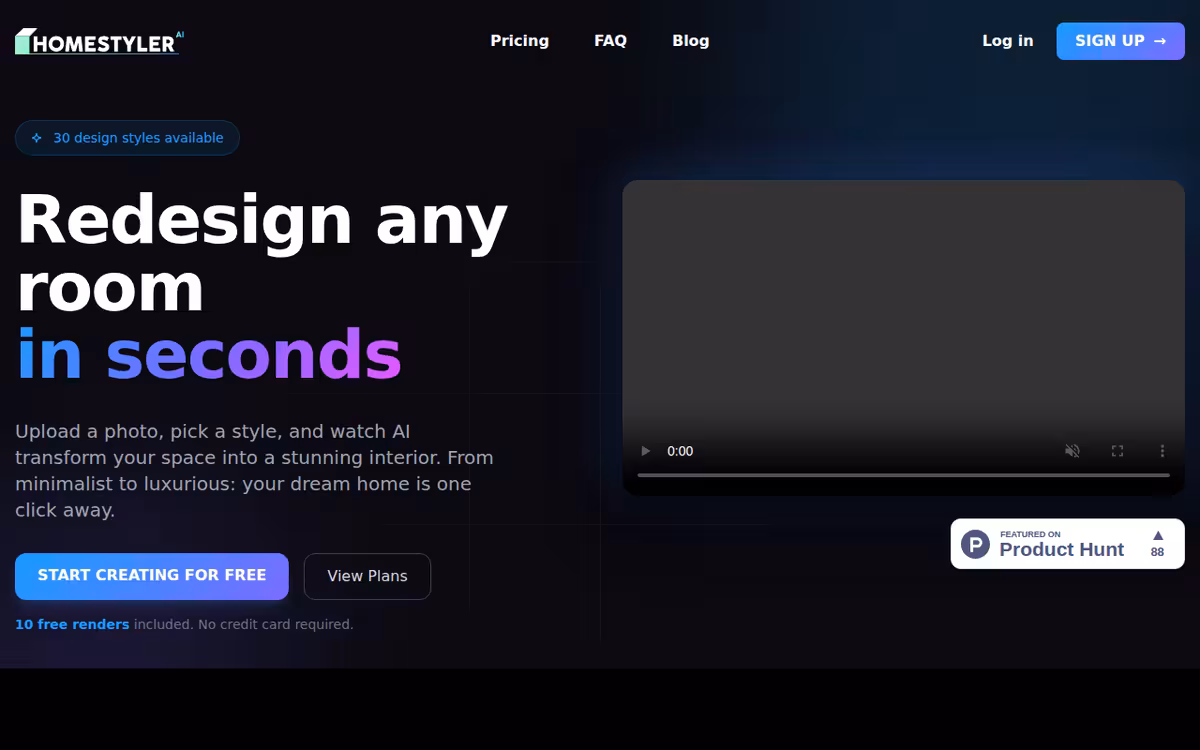 HomestylerAI homepage screenshot