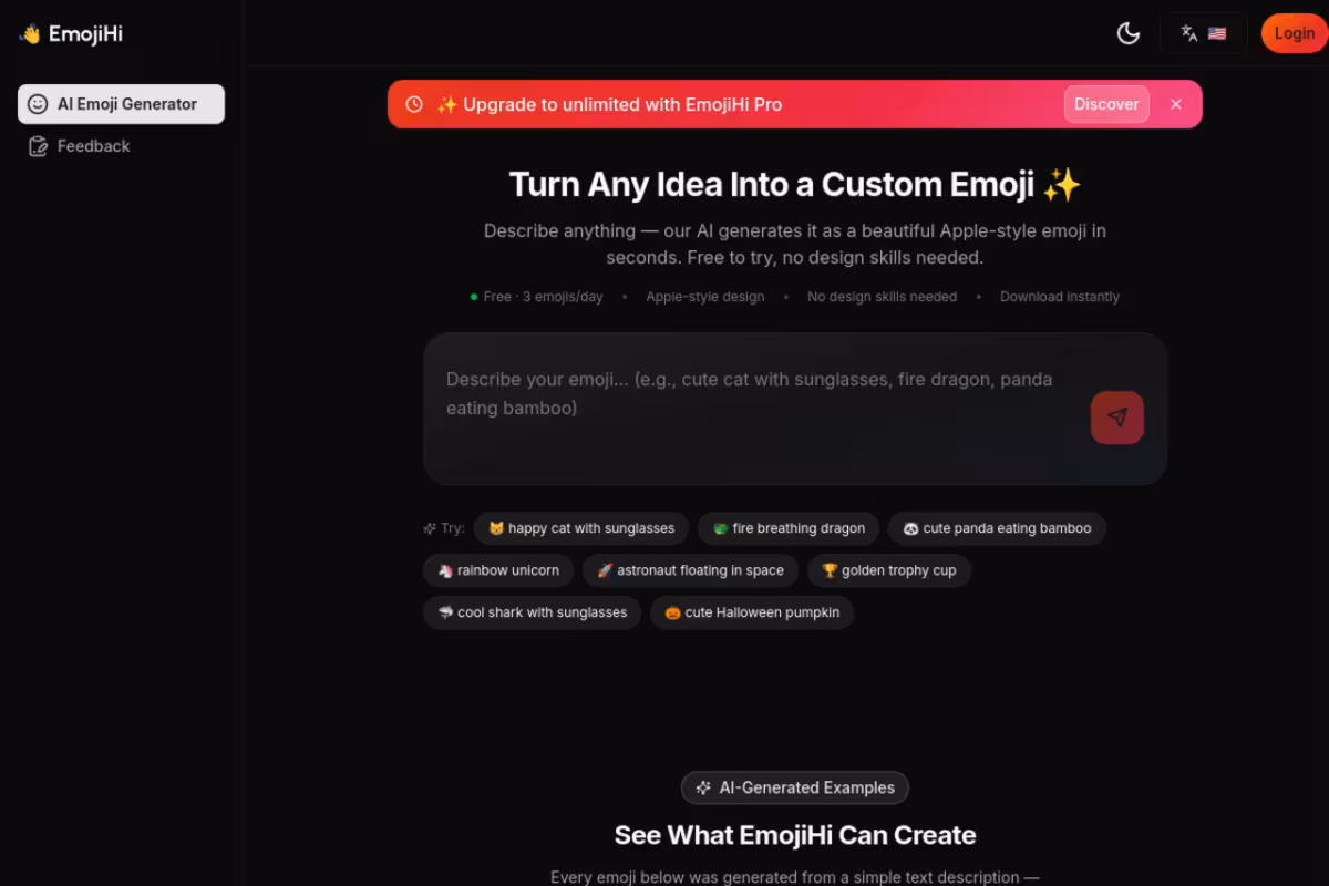 EmojiHi homepage screenshot