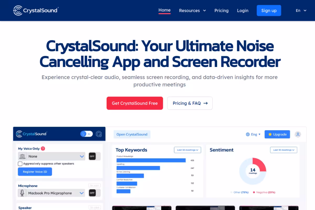 CrystalSound homepage screenshot