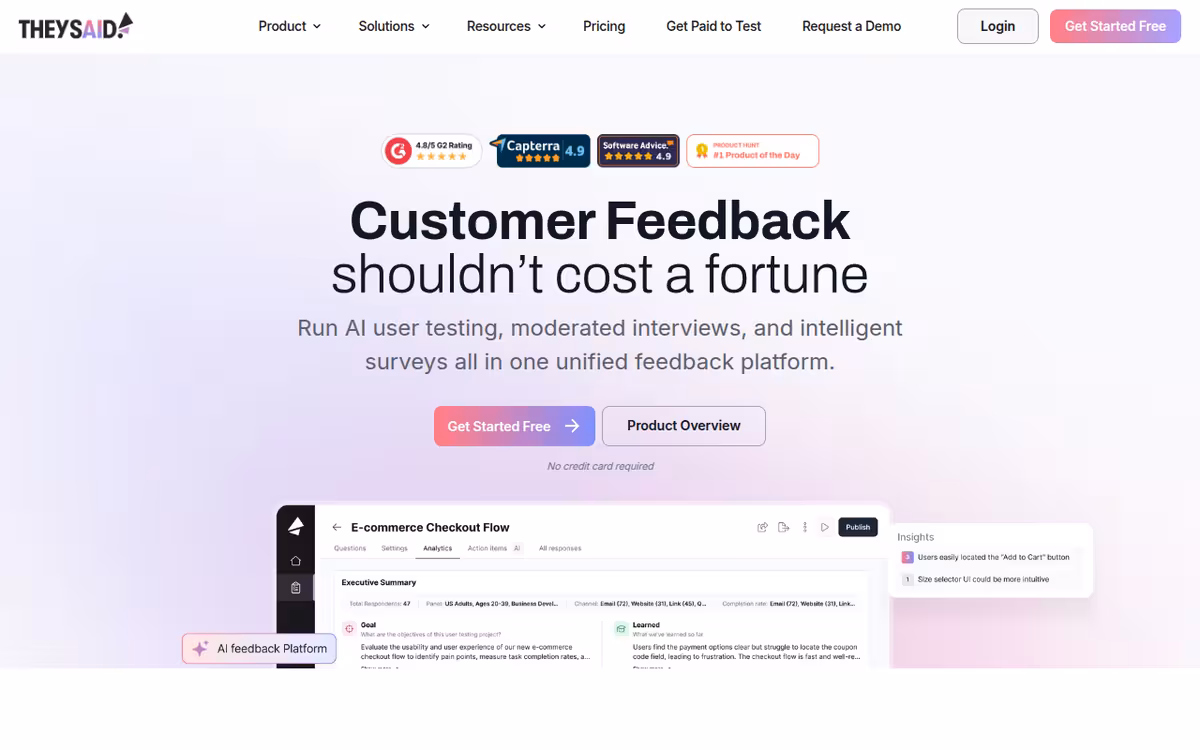 TheySaid homepage screenshot