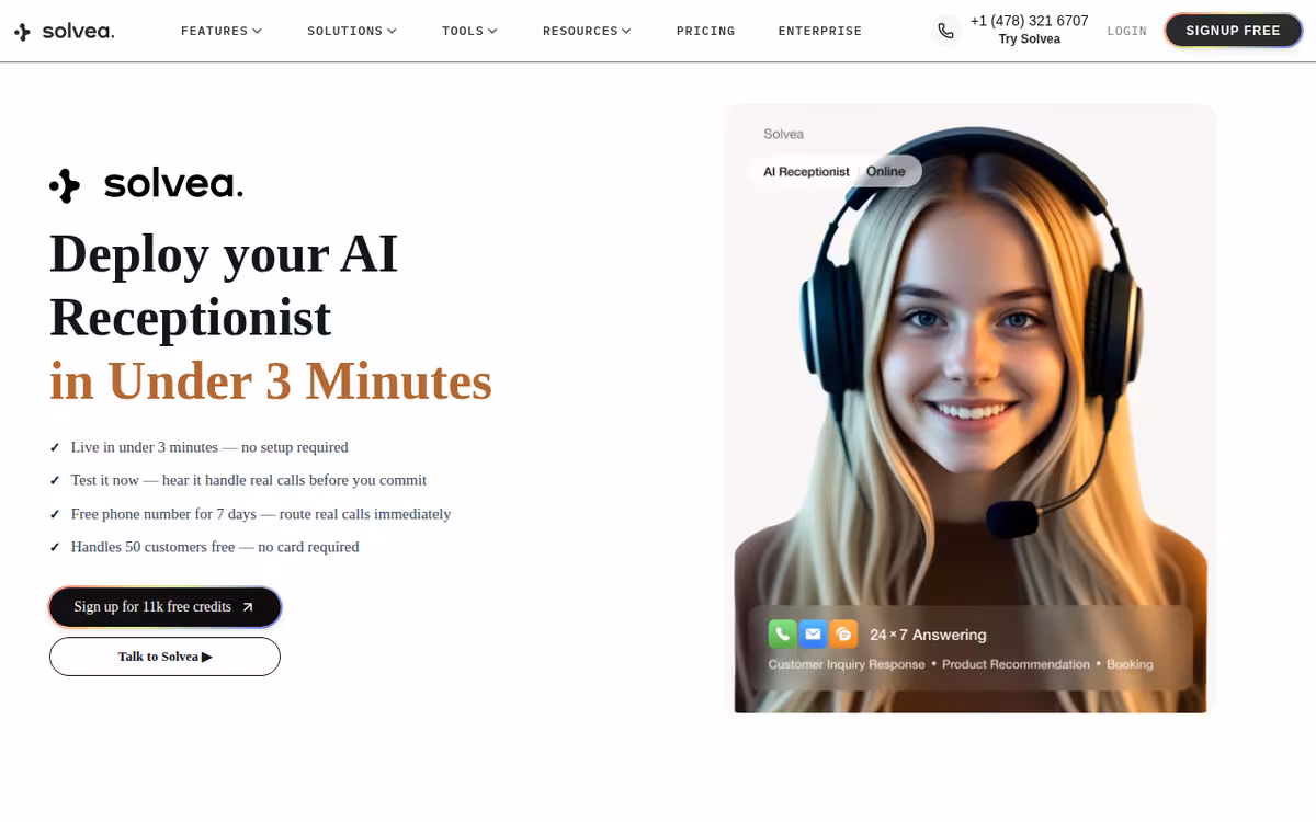 Solvea by VOC AI homepage screenshot