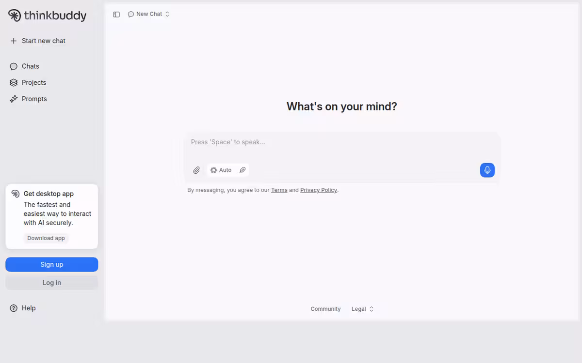Thinkbuddy homepage screenshot