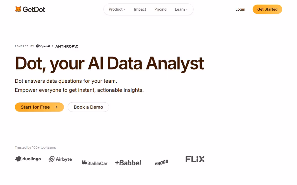 Dot homepage screenshot