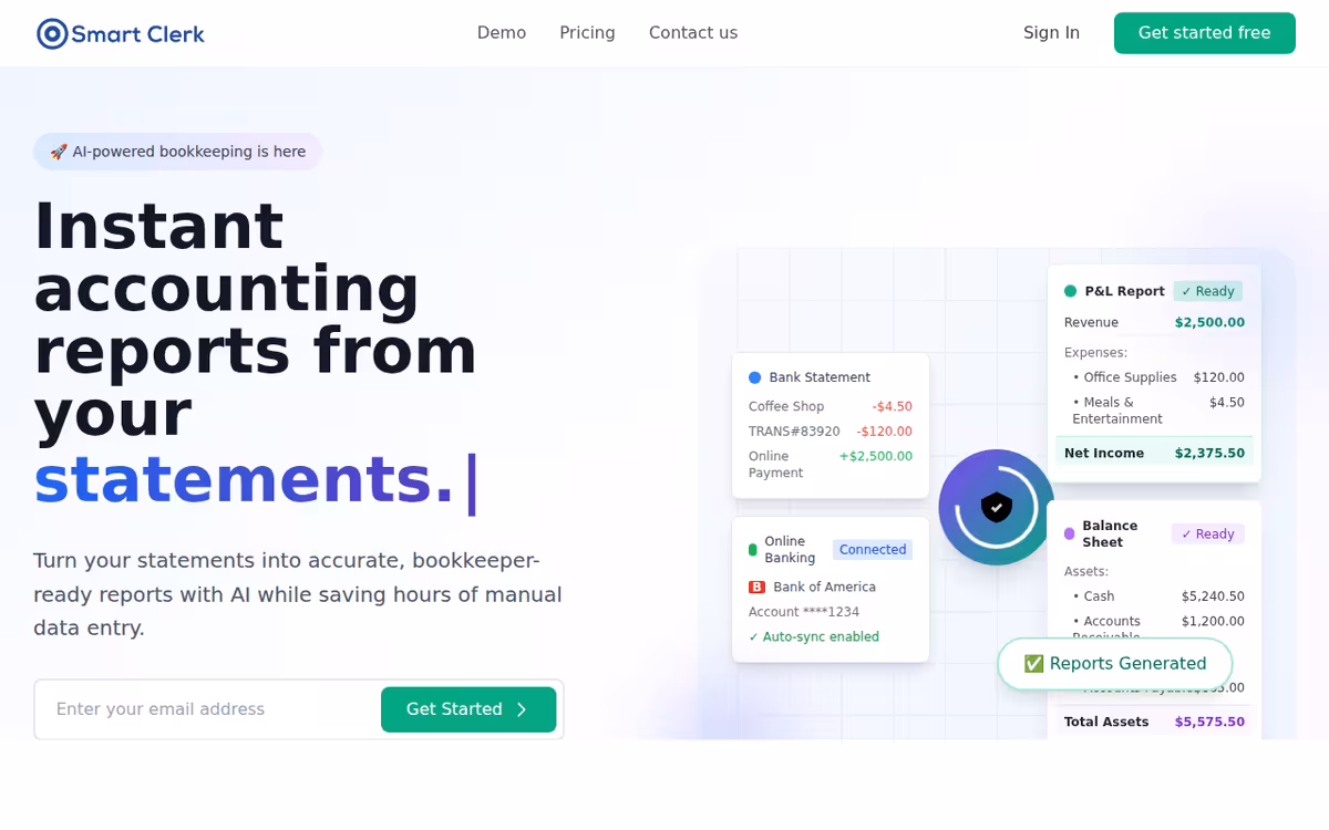 Smart Clerk homepage screenshot