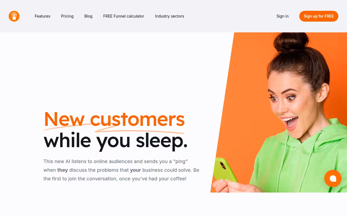 CustomerPing homepage screenshot