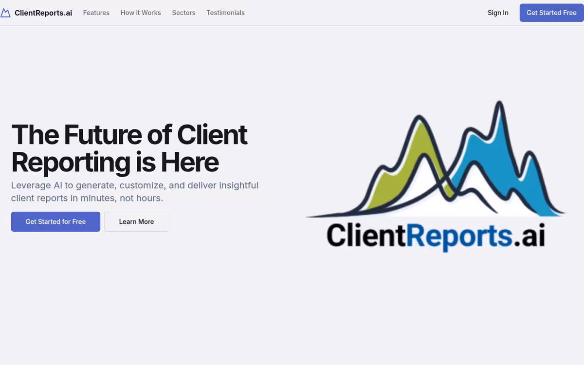Client Reports homepage screenshot