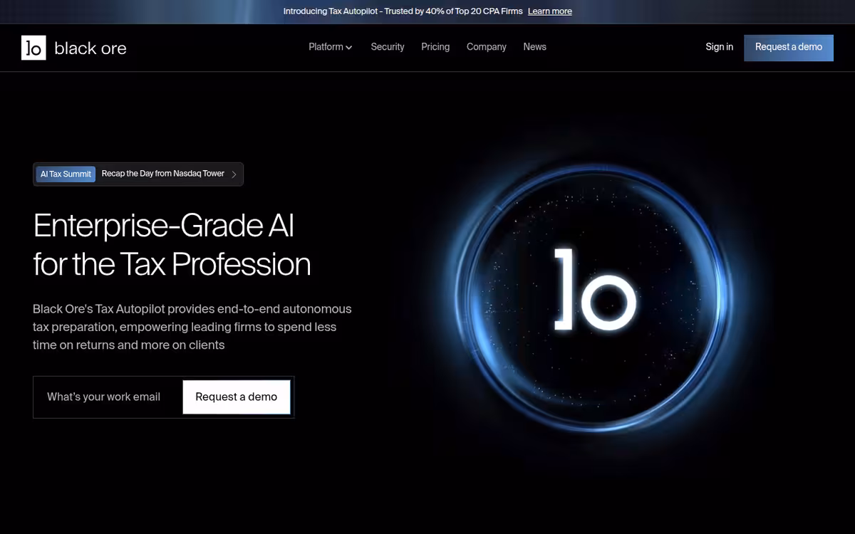 Black Ore homepage screenshot