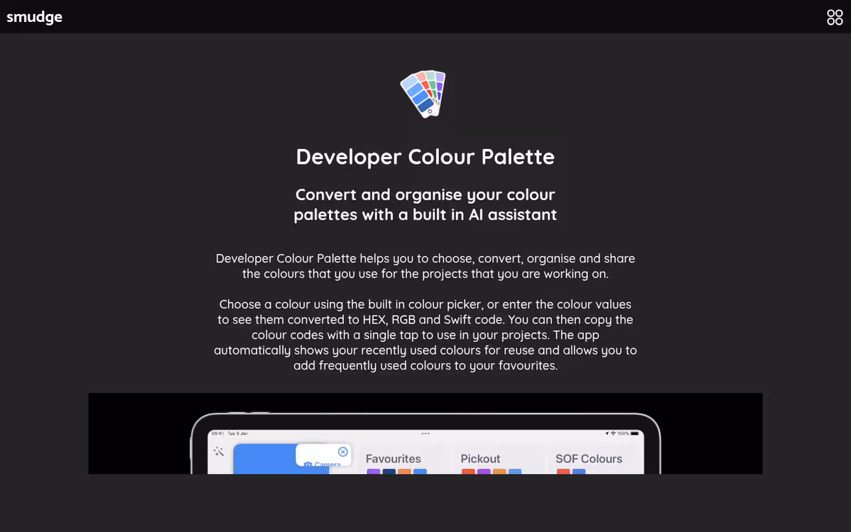 Smudge homepage screenshot