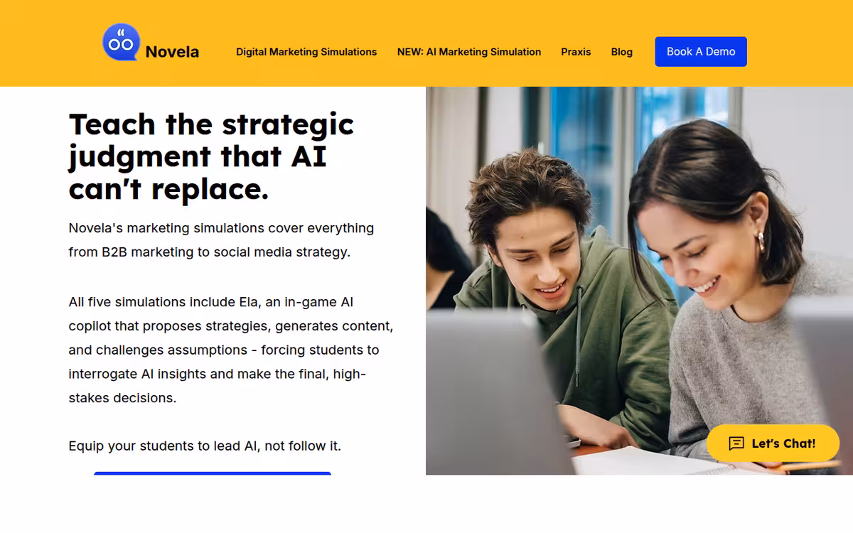 Novela homepage screenshot
