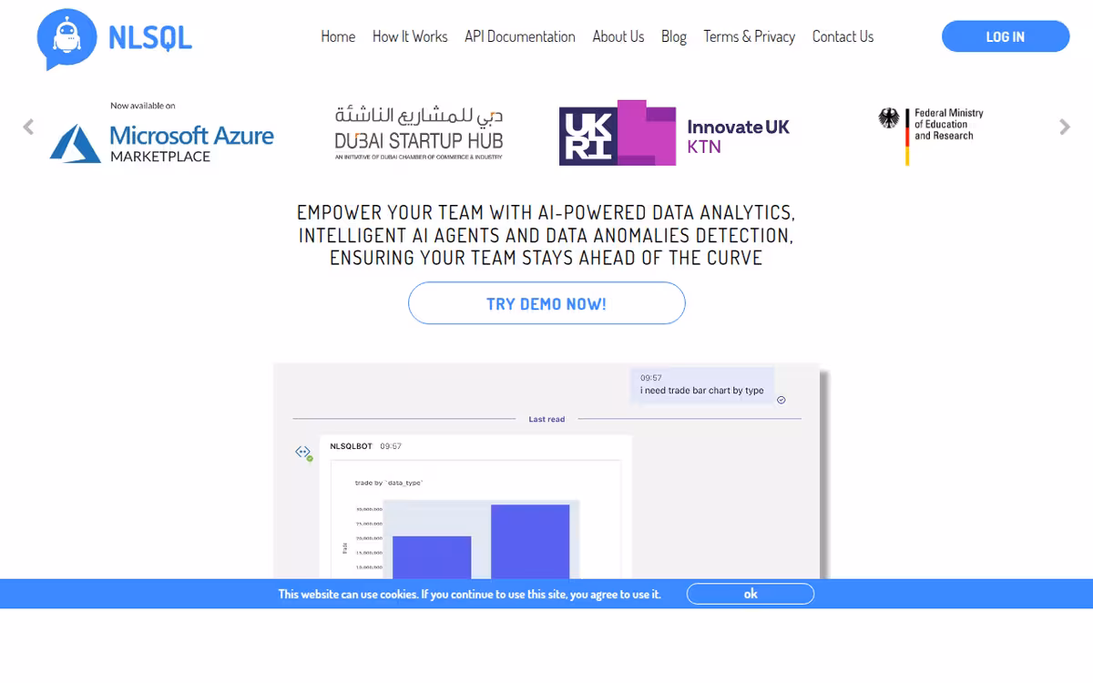 NLSQL homepage screenshot