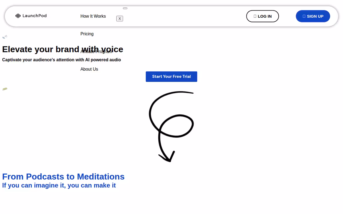 LaunchPod homepage screenshot