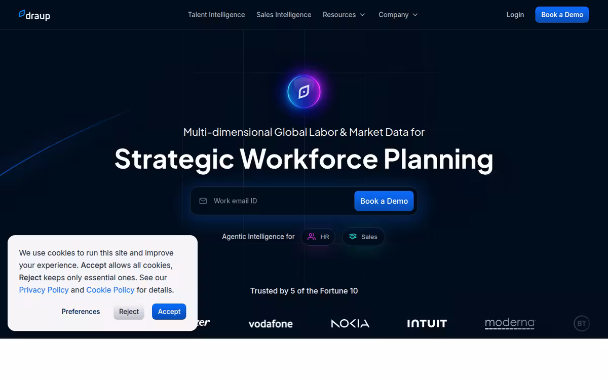 Draup homepage screenshot