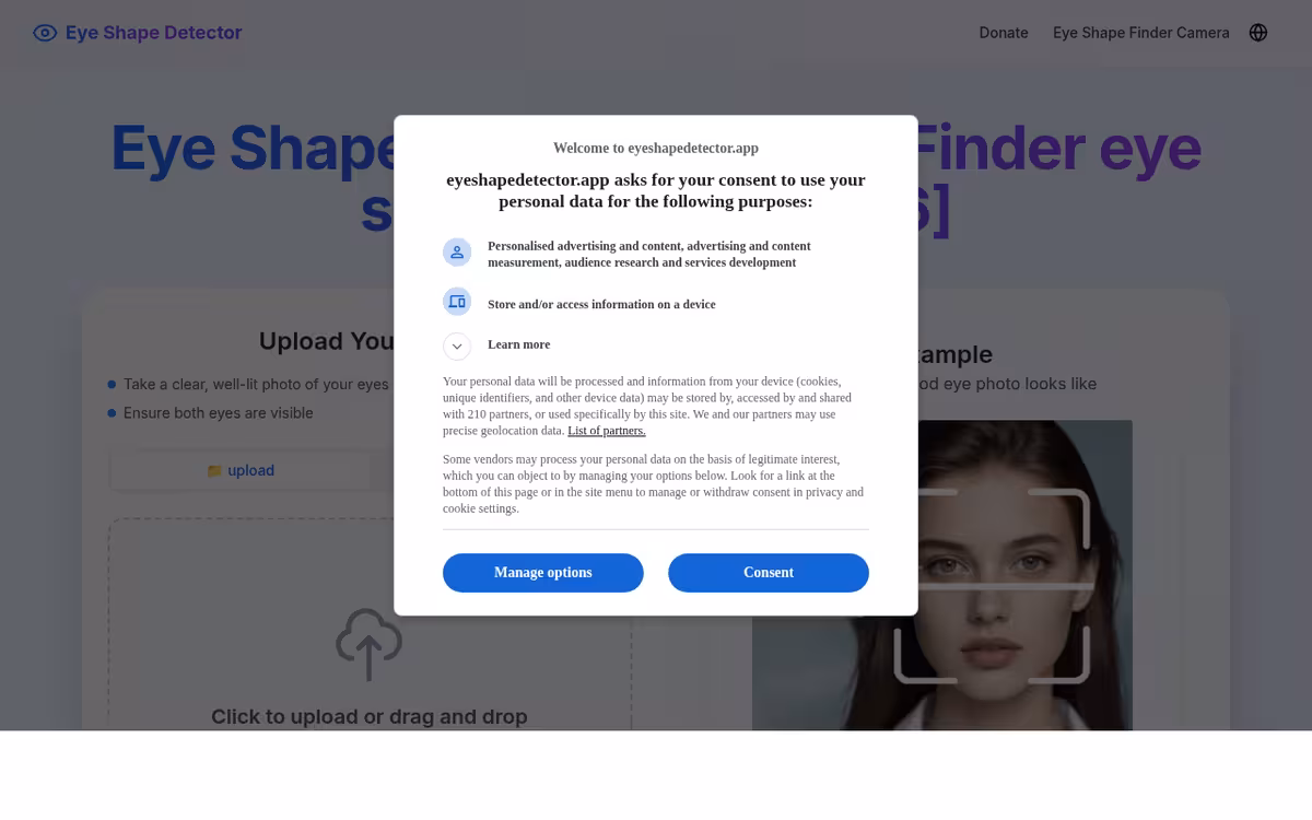 Eye Type Detector homepage screenshot
