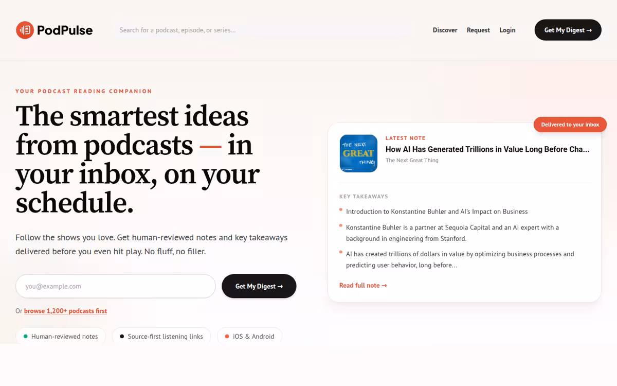 Podpulse homepage screenshot