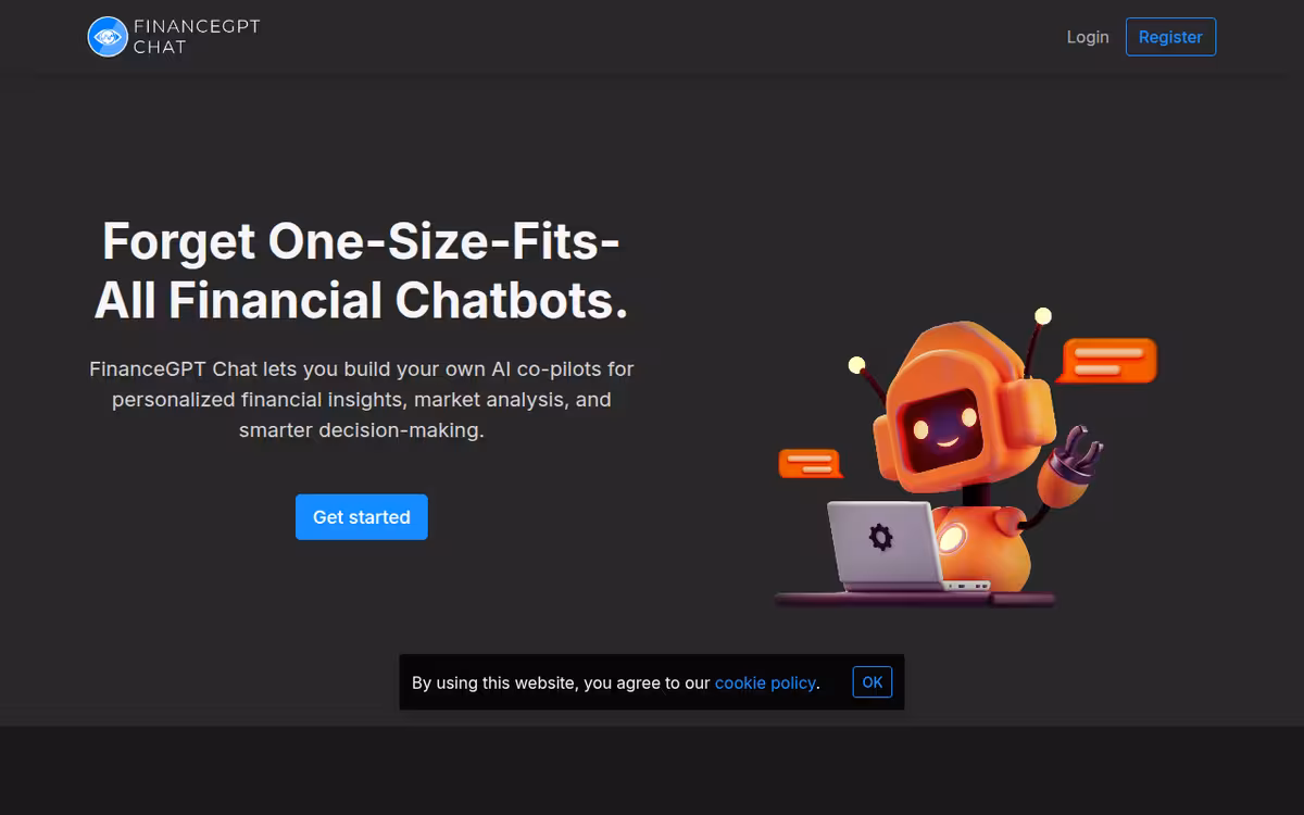 FinanceGPT Chat homepage screenshot