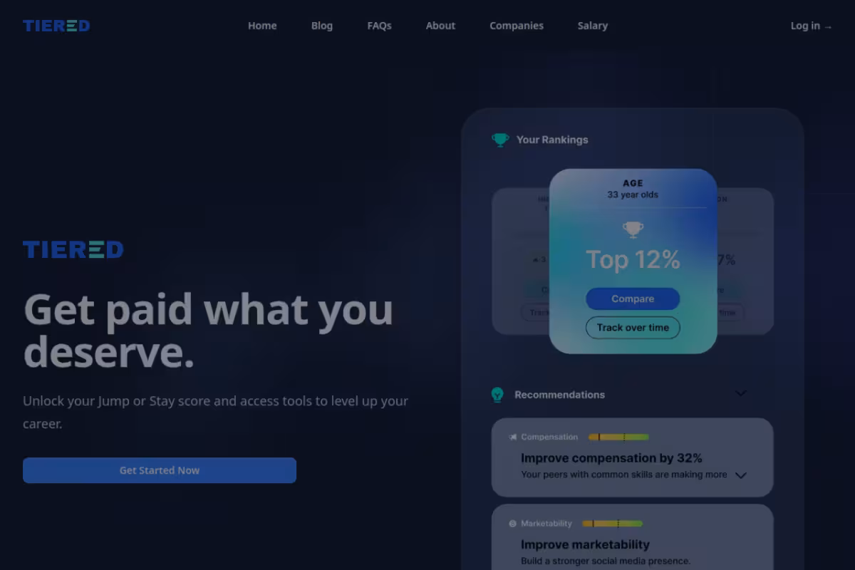 Tiered homepage screenshot