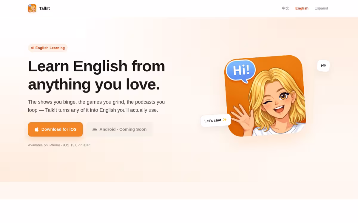 Talkit homepage screenshot