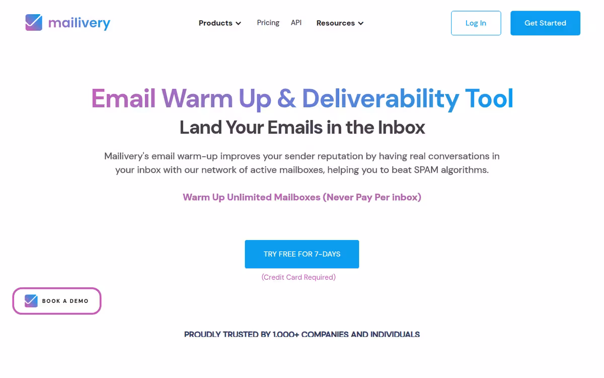 Mailivery homepage screenshot