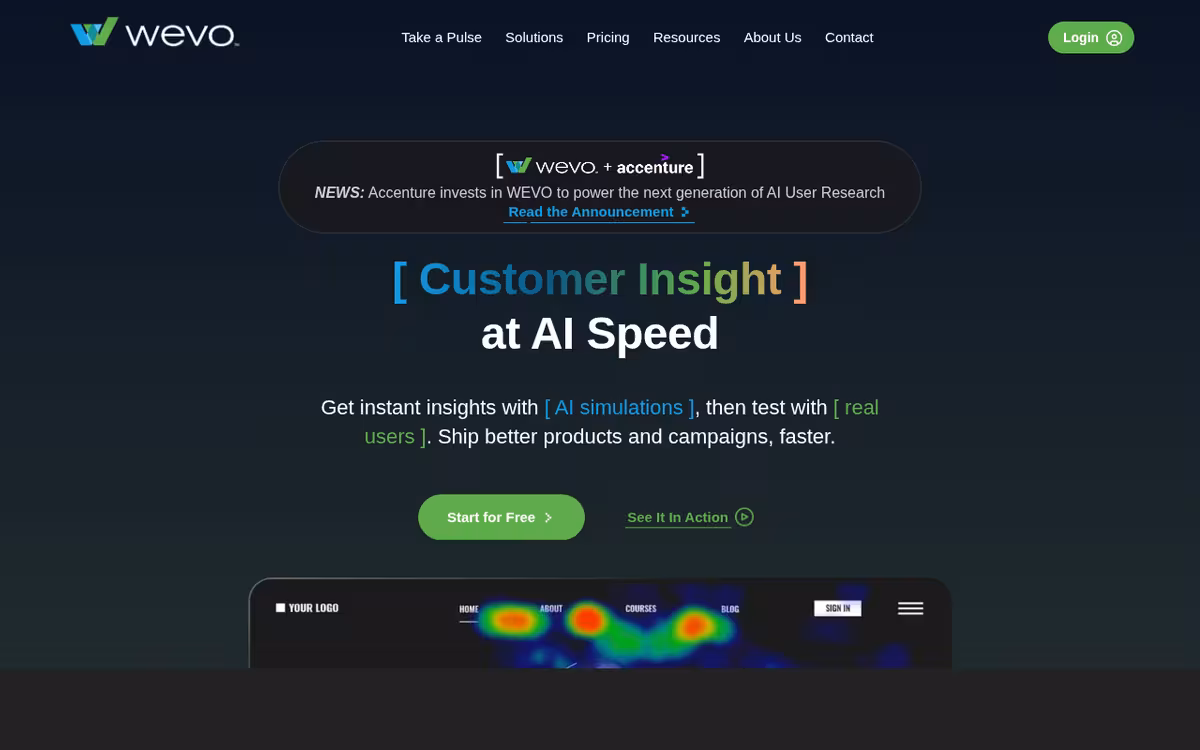 WEVO homepage screenshot