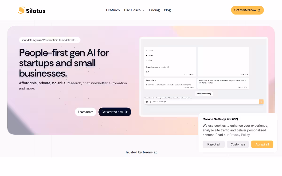 Silatus homepage screenshot