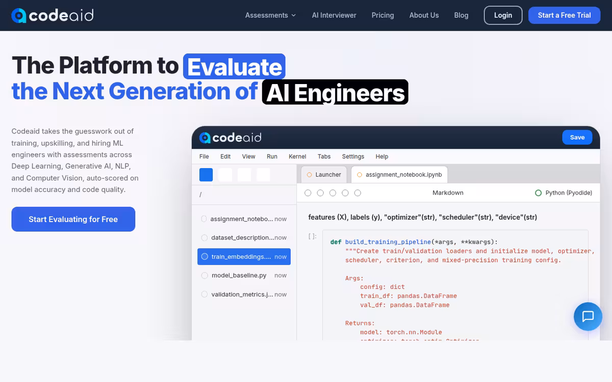 Codeaid homepage screenshot