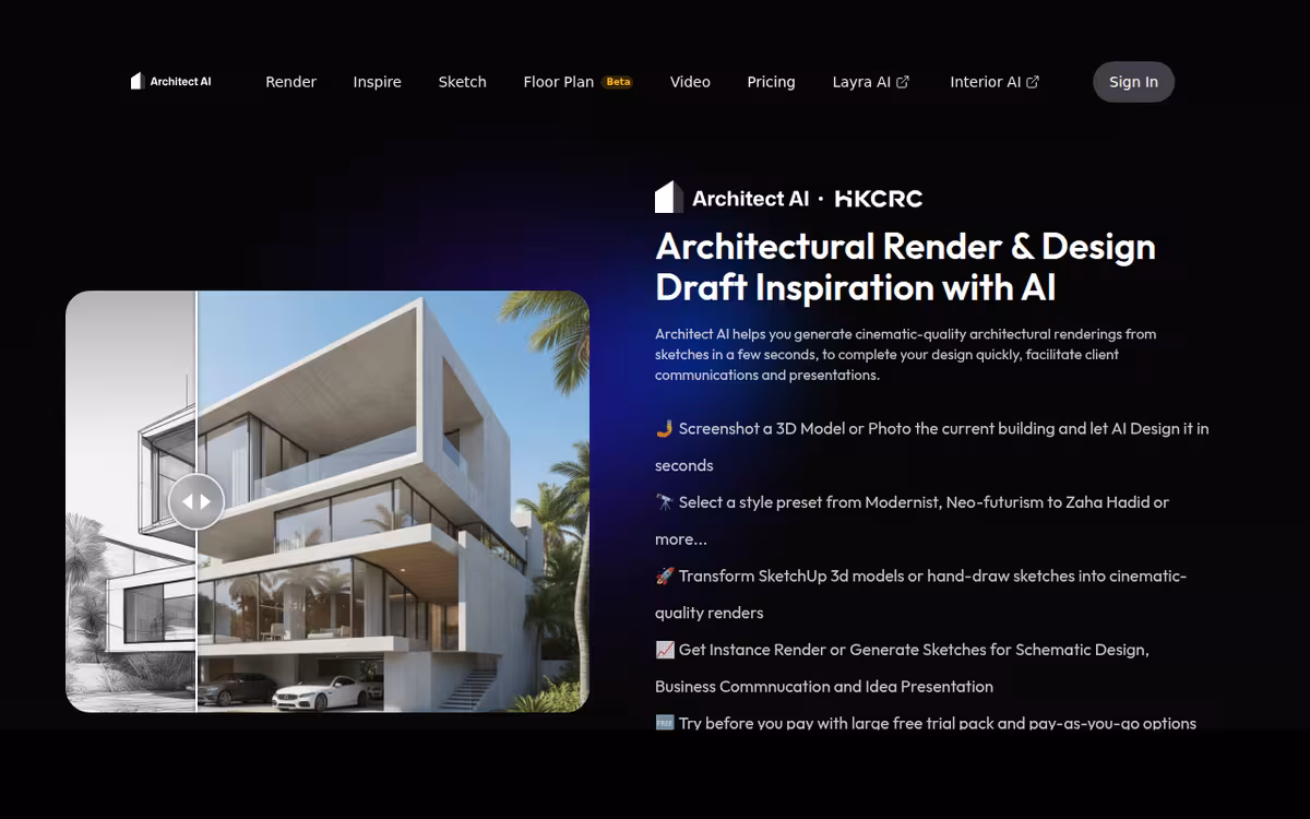 Architect AI homepage screenshot