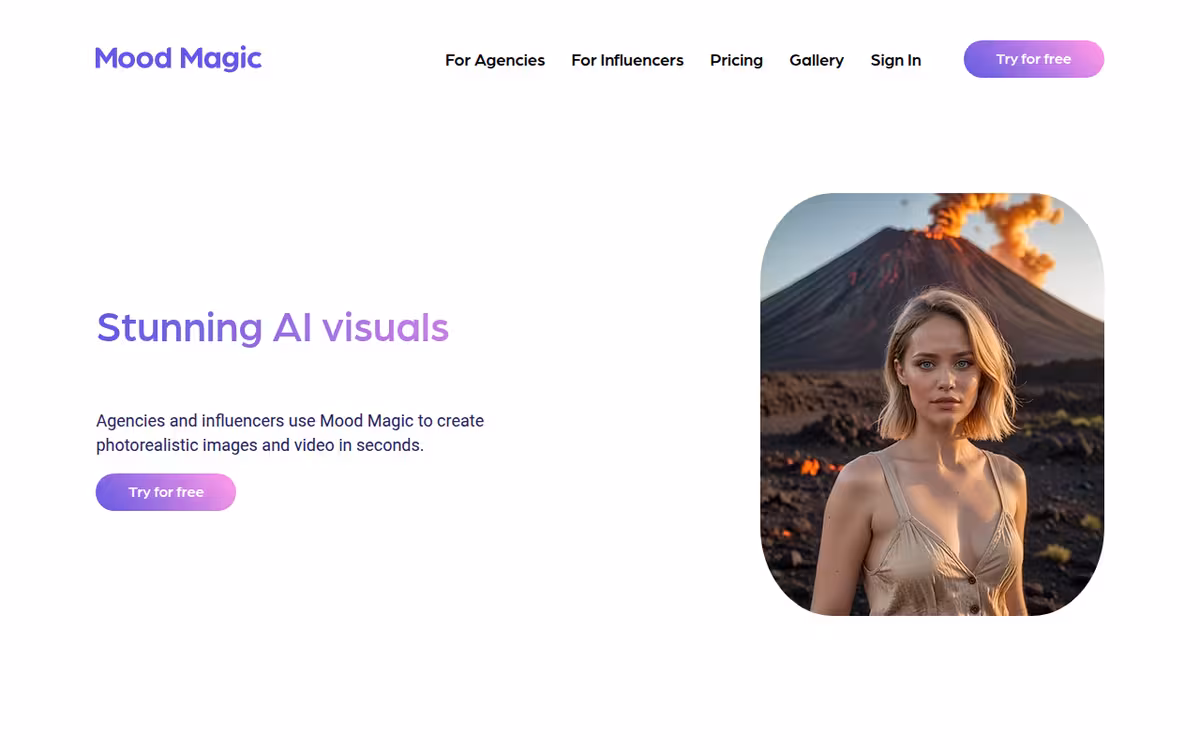 Mood Magic homepage screenshot