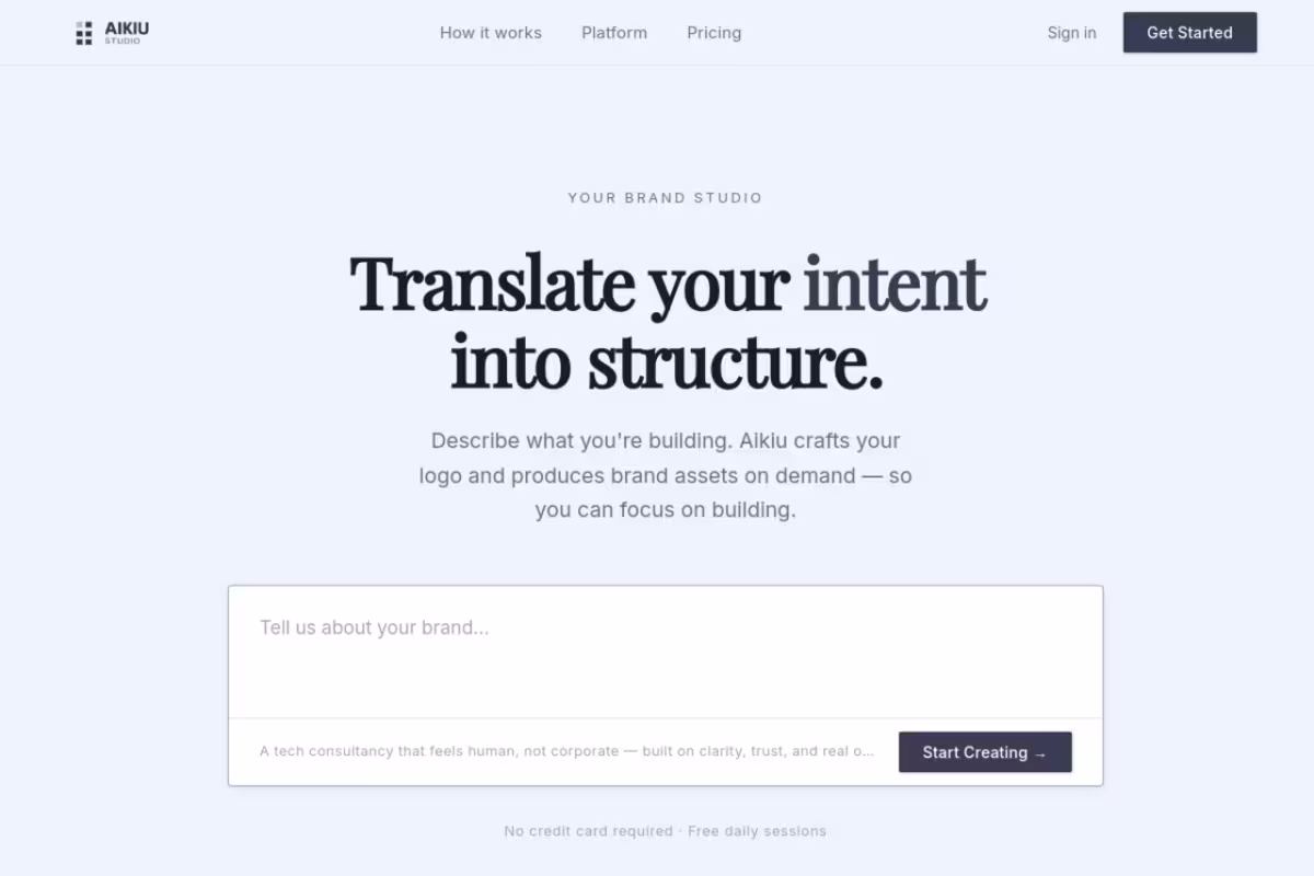 Diffusion Logo Studio homepage screenshot