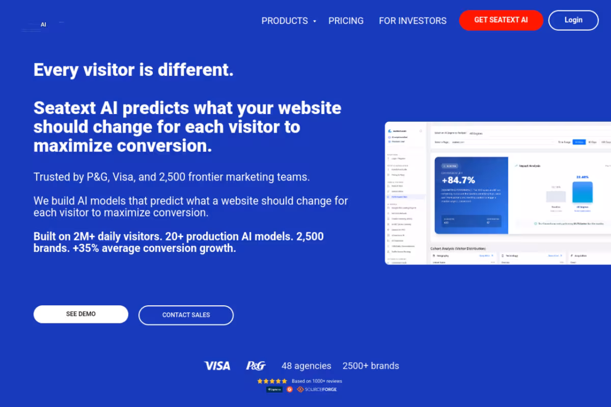 Seatext AI homepage screenshot