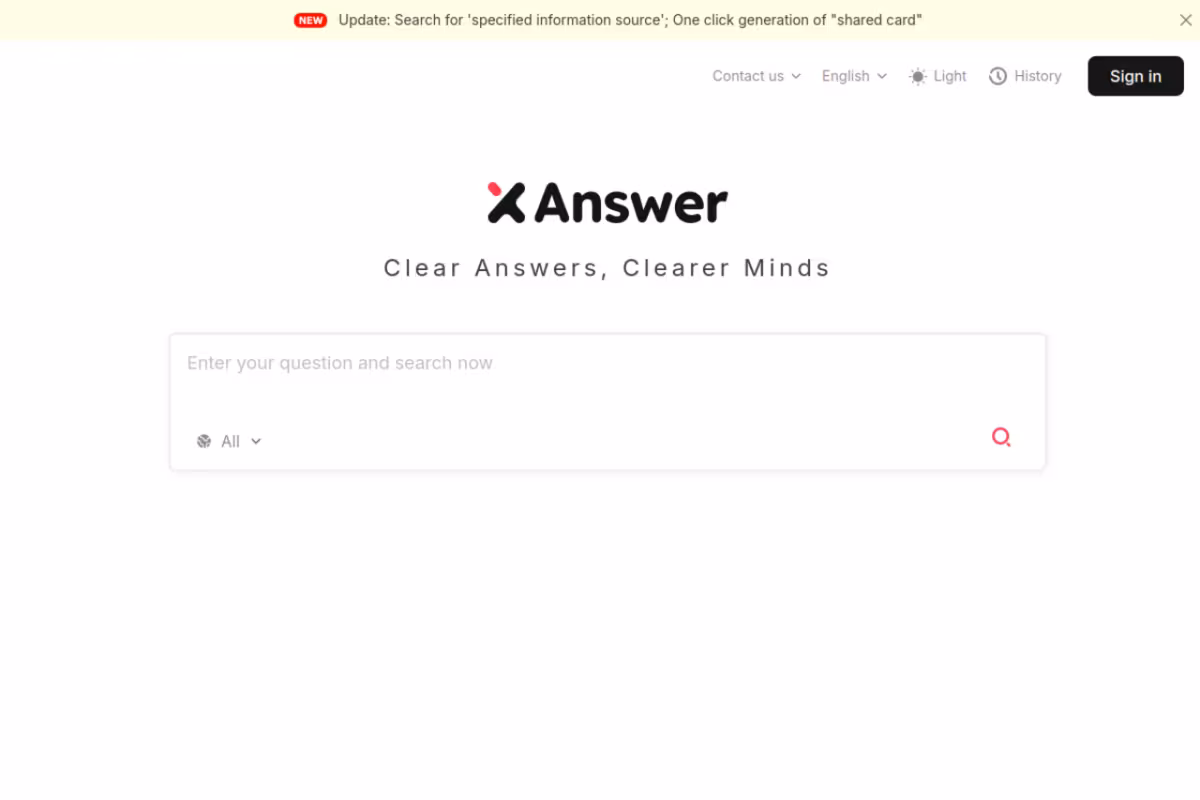 XAnswer homepage screenshot