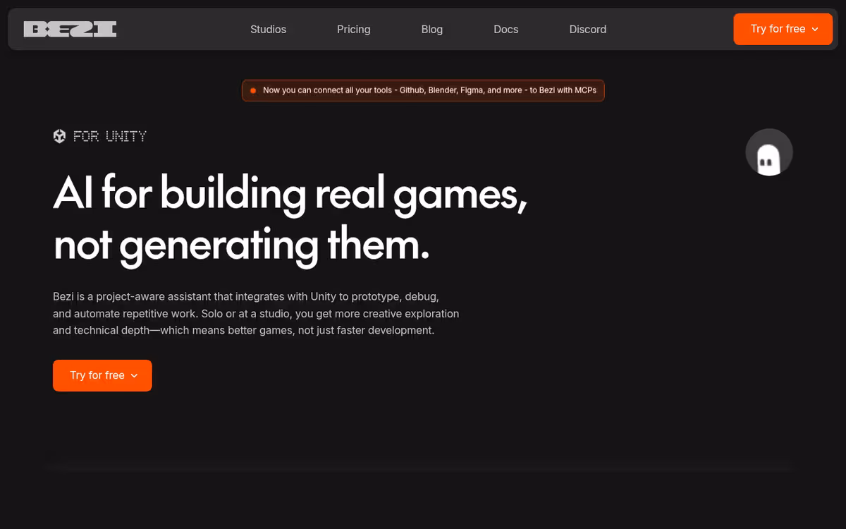Bezi AI homepage screenshot