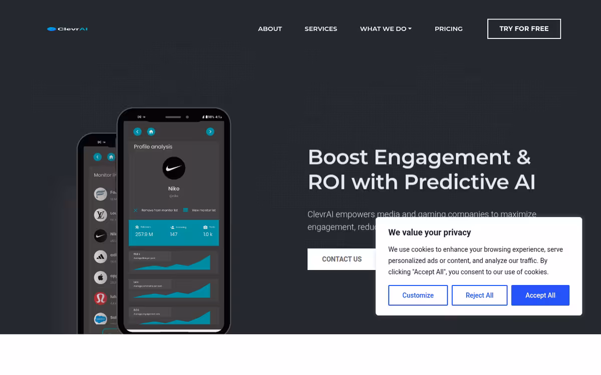 CLEVR AI homepage screenshot