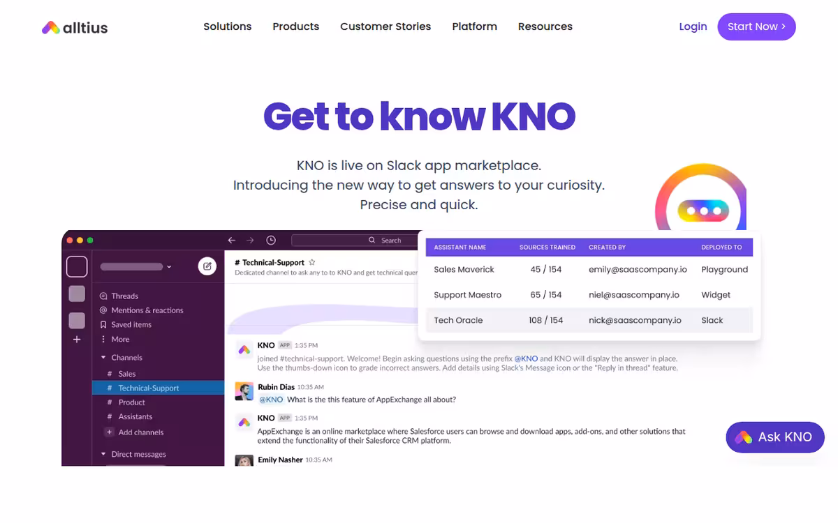 KNO homepage screenshot