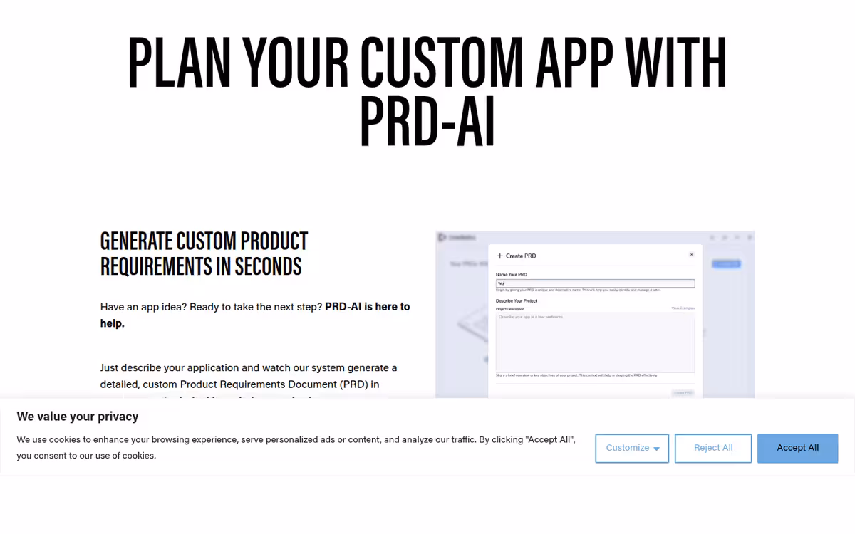 Crowdbotics homepage screenshot