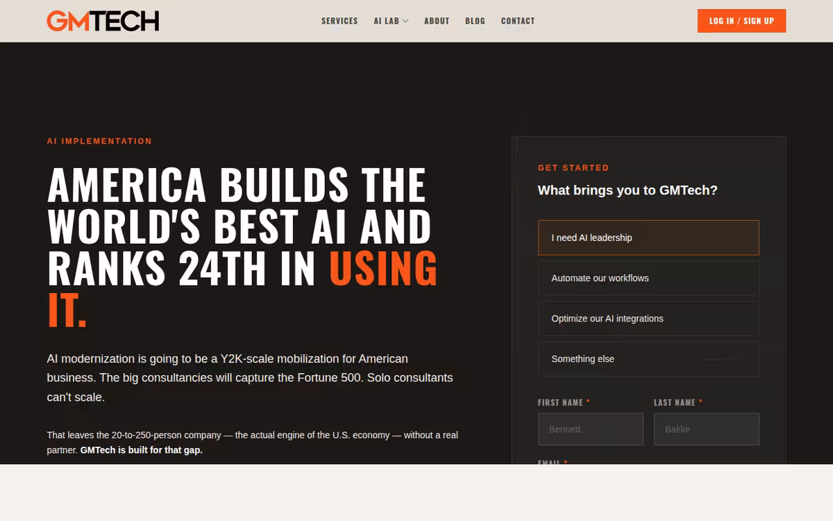 GMTech homepage screenshot