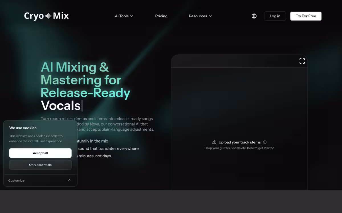 Cryo-Mix homepage screenshot