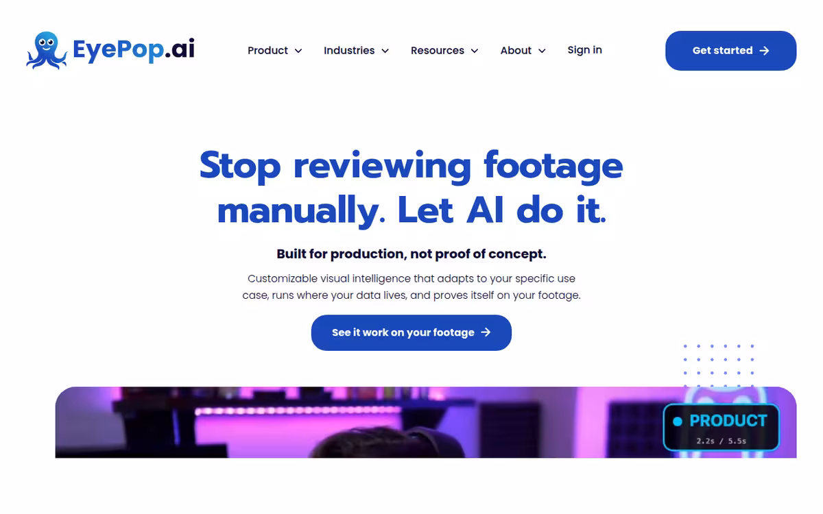 EyePop homepage screenshot