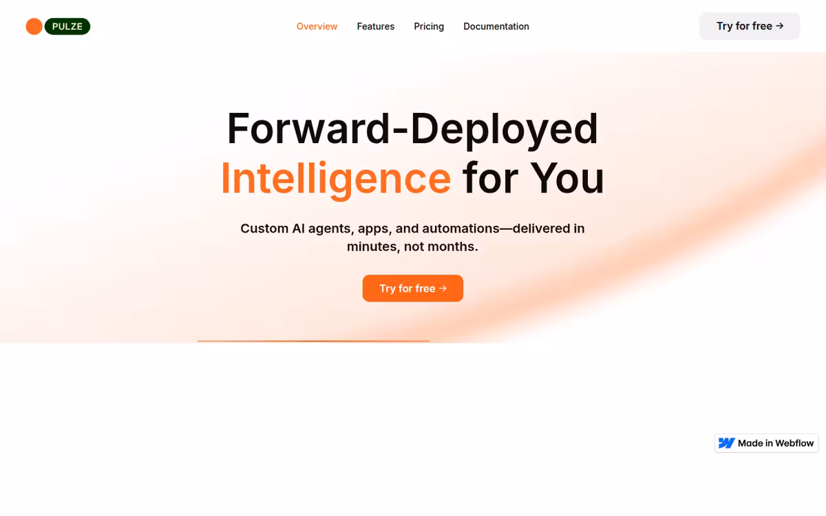 Pulze homepage screenshot