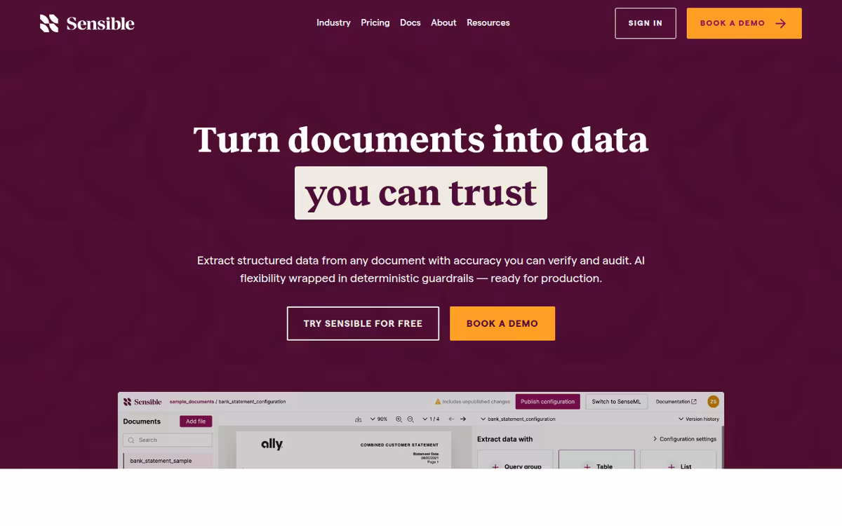 Sensible Instruct homepage screenshot