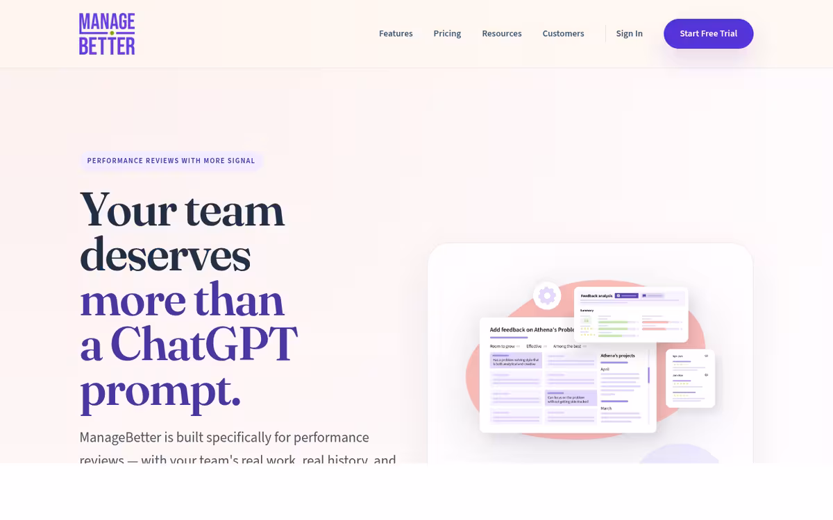 Managebetter homepage screenshot
