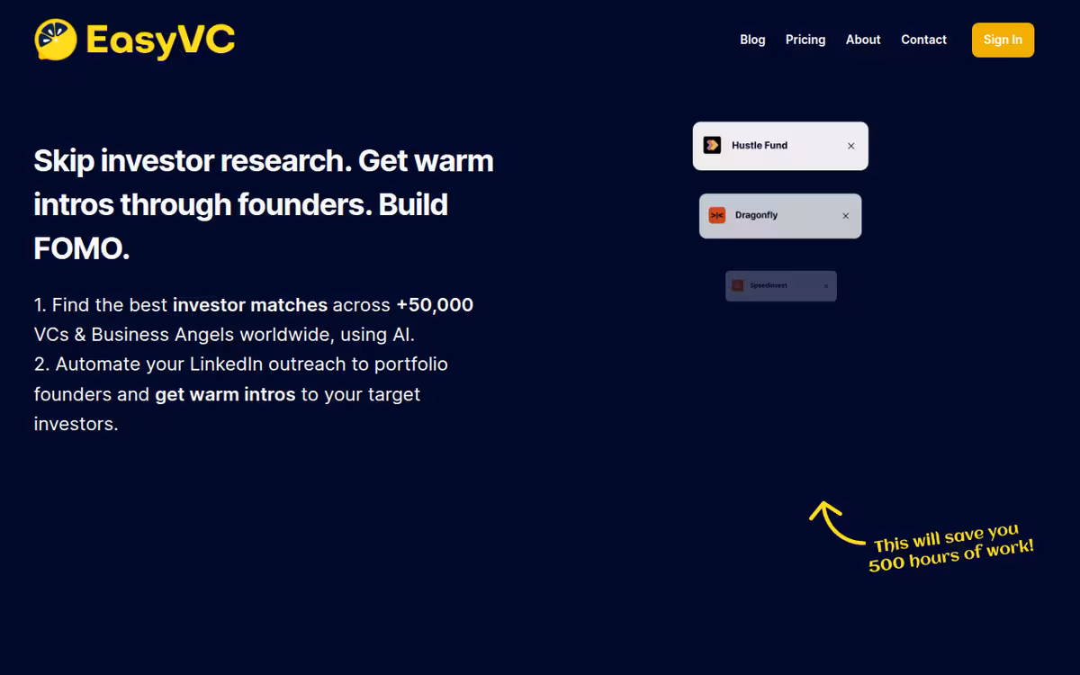 EasyVC homepage screenshot