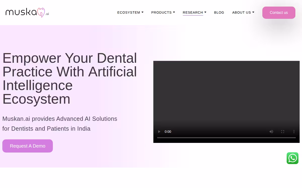 Muskan.ai homepage screenshot