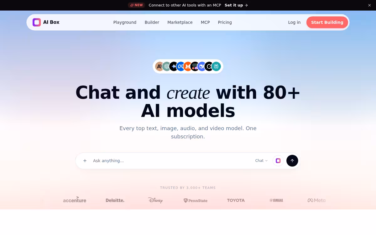 AI Box homepage screenshot